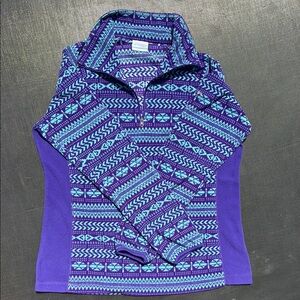 Purple and Blue Patterned Quarter-Zip COLUMBIA XL Pullover